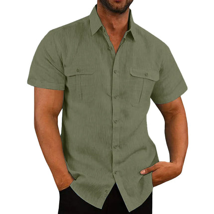 Men’s Linen Stand Collar Shirt