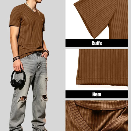 Men's Ribbed V-Neck T-Shirt