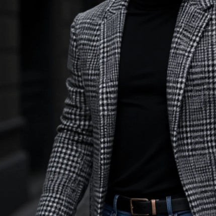 Men’s Warm Houndstooth Trench Coat