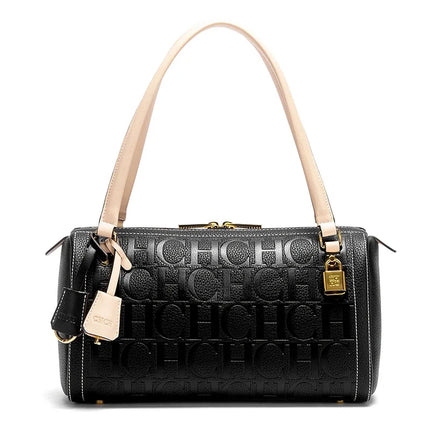 Textured Boston Shoulder Bag