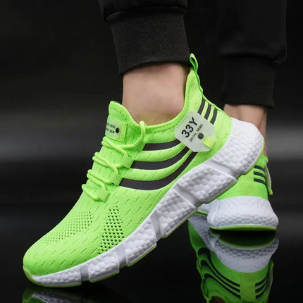 Men's Black Breathable Mesh Sports Sneakers