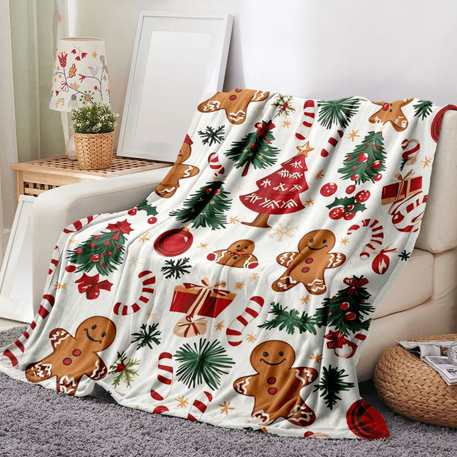 Christmas Gingerbread Flannel Throw Blanket