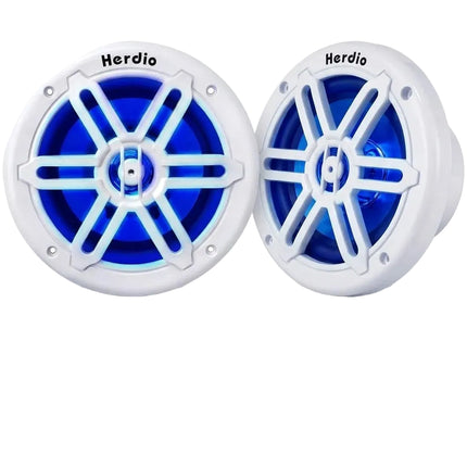 8-Inch Waterproof Marine Speakers with Blue LED Lights