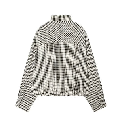 Women's Cropped Plaid Bomber Jacket