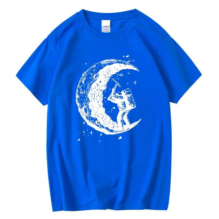 Men's Moon Print Cotton Blend T-Shirt