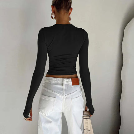 Women's Long Sleeve Slim Fit Crop Top