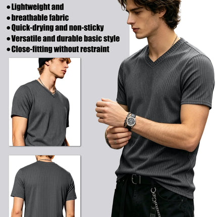 Men's Ribbed V-Neck T-Shirt
