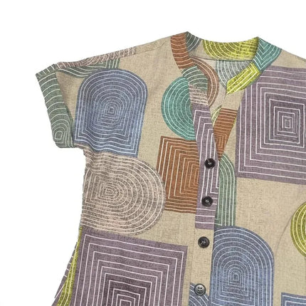 Geometric Print V-Neck Dress