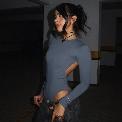 Women's Long-Sleeve Backless Jumpsuit