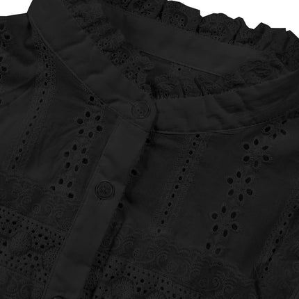 Women's Lace-Up Embroidered Blouse