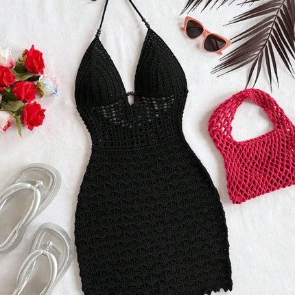 Gradient Hollow-Out Knit Dress