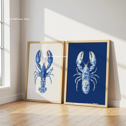 Retro Blue Sardine Canvas Poster