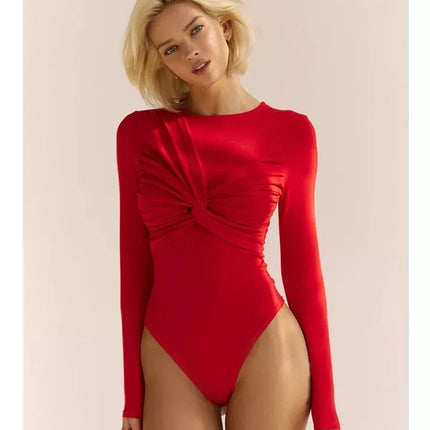 Women's Long-Sleeve Corset-Style Bodysuit