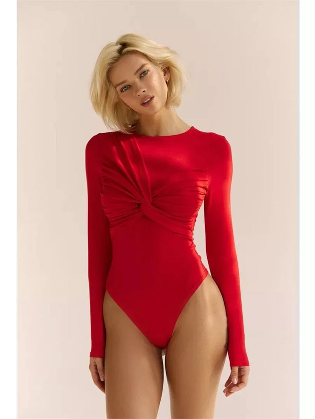 Women's Long-Sleeve Corset-Style Bodysuit