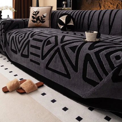 Warm Fluffy Fleece Bohemian Sofa Cover