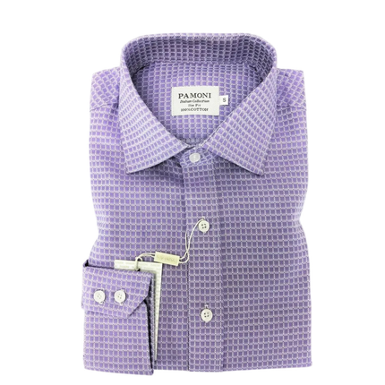 Lilac Twill Check Cotton Shirt