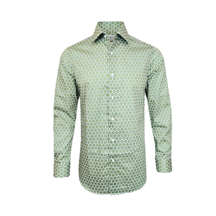 Green Geometric Slim Fit Shirt
