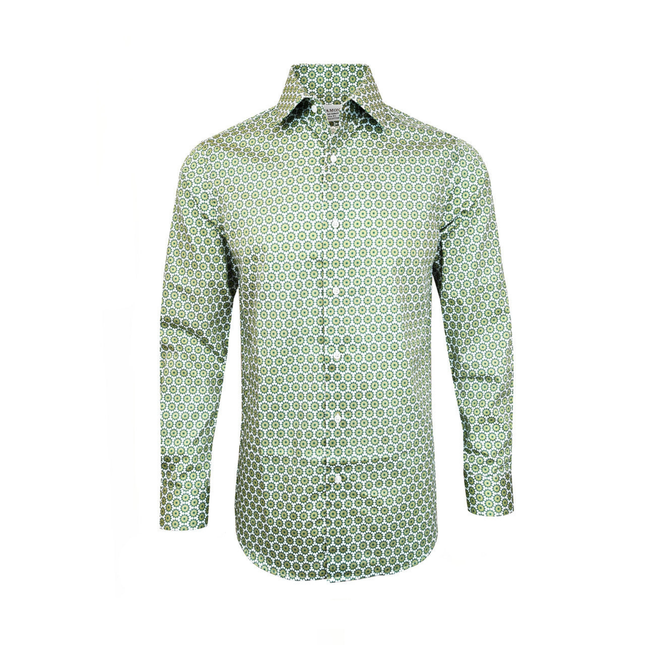 Green Geometric Slim Fit Shirt