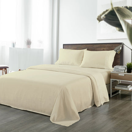NNEDSZ Comfort Bamboo Blended Sheet & Pillowcases Set 1000TC Ultra Soft Bedding Queen Ivory