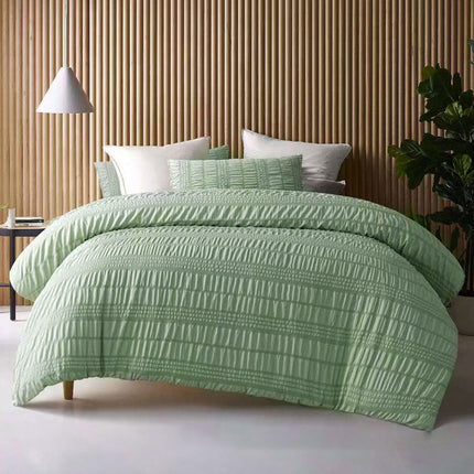 NNEDSZ Accessorize Seersucker Sage Polyester Quilt Cover Set Queen
