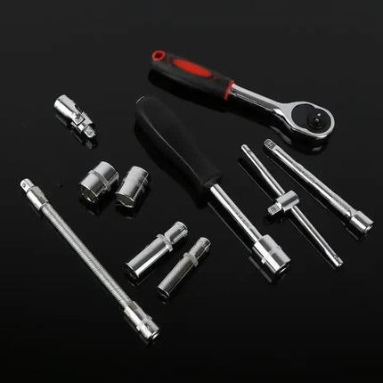 NNEDSZ 82-Piece Professional Automotive Repair Tool Set - 1/2 & 1/4 Drive Ratchets, Sockets, and Wrenches for Engine, Tire, and Spark Plug Maintenance