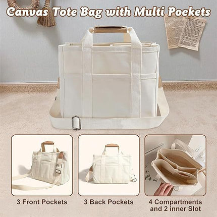 NNEDSZ Black Stylish Canvas Briefcase Tote Bag with Large Capacity for Women
