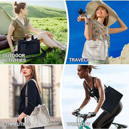 NNEDSZ Black Stylish Canvas Briefcase Tote Bag with Large Capacity for Women