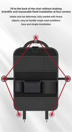 NNEDSZ Black Car Seat Back Organizer with Foldable Tray, Leather Backseat Storage Bag, Multi-Pocket Vehicle Organizer
