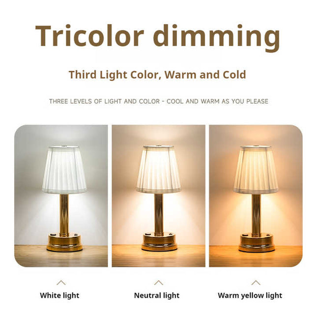 NNEDSZ Gold Creative LED Rechargeable Table Lamp | 3 Adjustable Light Modes | Touch Control | USB Charging | Modern Atmosphere Light for Bar, Restaurant, Cafe, and Home Decor