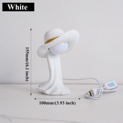 NNEDSZ White Creative Cowboy Hat USB Table Lamp for Home and Office Decor