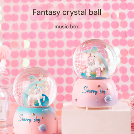NNEDSZ Enchanting Unicorn Snow Globe Music Box - Magical Starry Sky Musical Gift for Girls