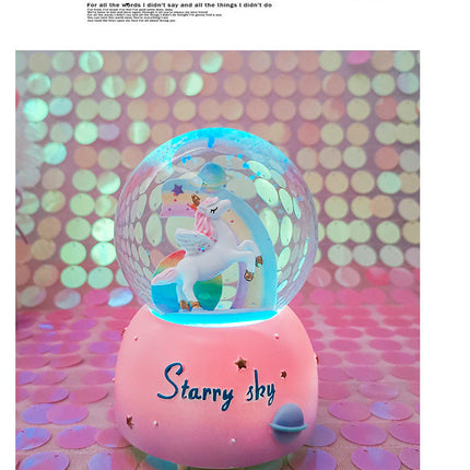 NNEDSZ Enchanting Unicorn Snow Globe Music Box - Magical Starry Sky Musical Gift for Girls