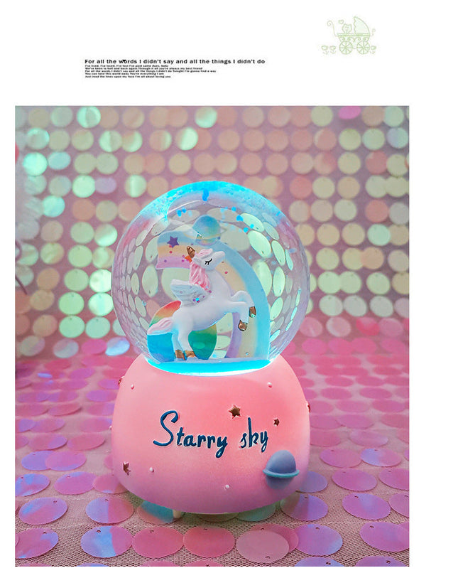 NNEDSZ Enchanting Unicorn Snow Globe Music Box - Magical Starry Sky Musical Gift for Girls