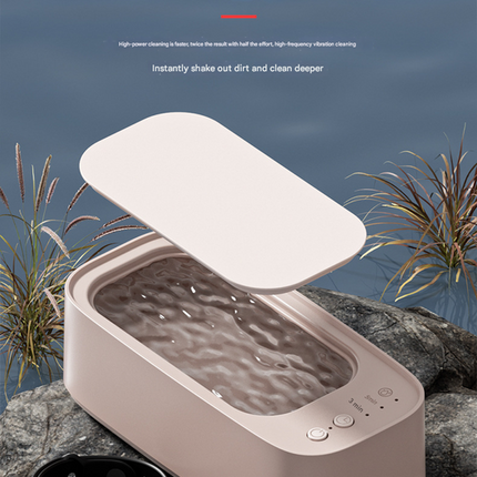 Silver Portable Ultrasonic Cleaner - 45kHz Professional High-Frequency Cleaning Machine for Jewellery, Glasses, Watches, and Makeup Brushes