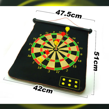 NNEDSZ 17" Magnetic Rollup Dart Board 6 Darts Large Double Side Dartboard Game