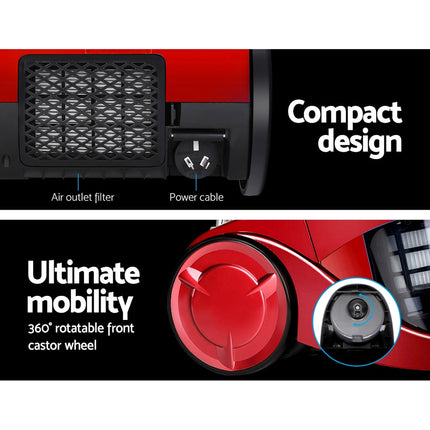 NNEDSZ Vacuum Cleaner Cleaners Cyclone Cyclonic Vac HEPA Filter Car Home Office 2200W Red