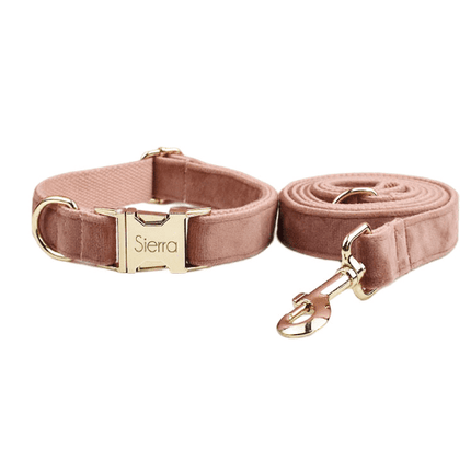 Velvet Dog Collar and Leash Set
