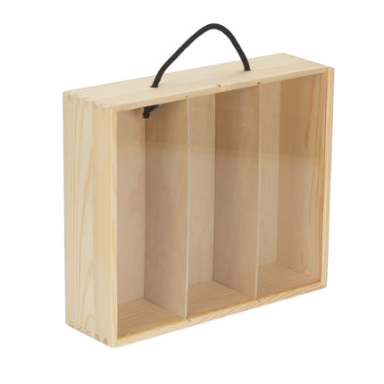 4 Beer Bottle Pinewood Carry Case with Acrylic Lid