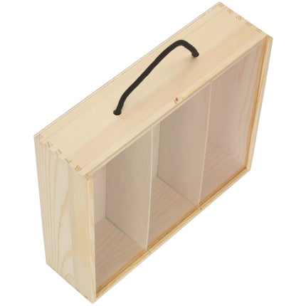 4 Beer Bottle Pinewood Carry Case with Acrylic Lid