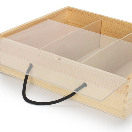 4 Beer Bottle Pinewood Carry Case with Acrylic Lid
