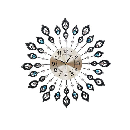 NNEDSZ Large Modern 3D Crystal Wall Clock Luxury Golden Glass Round Dial Home Office
