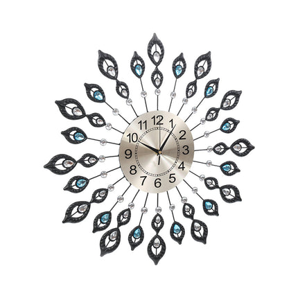 NNEDSZ Large Modern 3D Crystal Wall Clock Luxury Golden Glass Round Dial Home Office