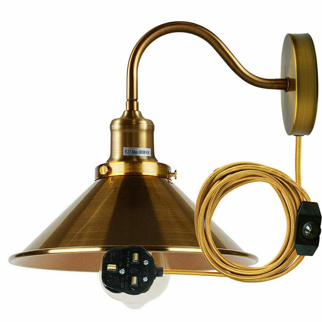 Plug in Wall Lighting 2M Cable Dimmer Switch Light Fittings~5303