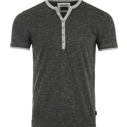 Short Sleeve Y Neck Henley Button T-Shirts-5
