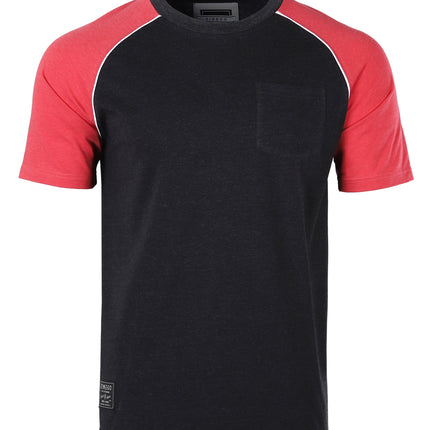 Mens Short Sleeve Raglan Tee - Color Block Retro Casual T-Shirt-5