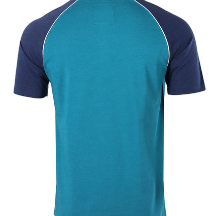 Mens Short Sleeve Raglan Tee - Color Block Retro Casual T-Shirt-2