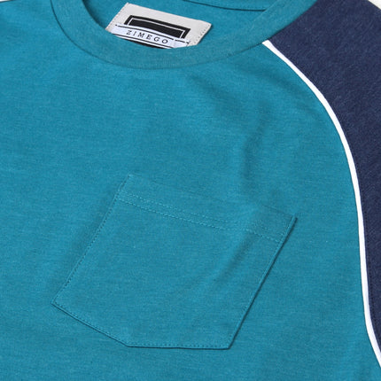 Mens Short Sleeve Raglan Tee - Color Block Retro Casual T-Shirt-4