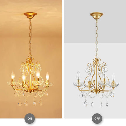 Crystal Pendant Chandelier Flush Mount Lighting Gold