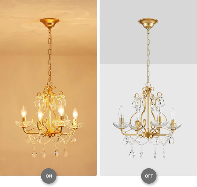 Crystal Pendant Chandelier Flush Mount Lighting Gold