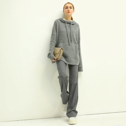 All-Around Warm Striped Grey Wool Pants